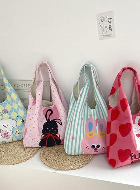 2025原创Nice奶牛设计慵懒风单肩包书包文艺简约卡通大容量帆布包