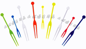透明OK果叉 一次性水果叉 蛋糕叉 塑料叉子 彩色果叉 加长款12CM