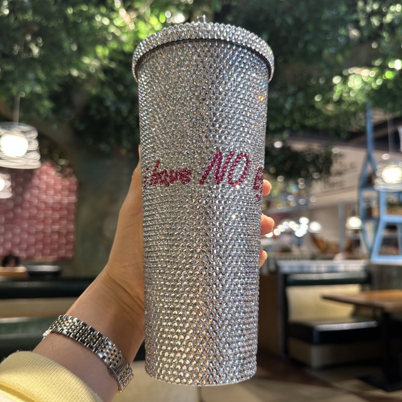 吸管杯子闪亮手工贴钻水杯304