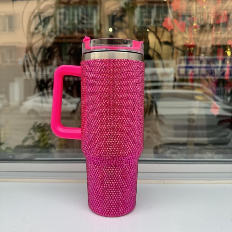 粘钻304不锈钢40oz手柄汽车杯保温保冷水杯双层真空带吸管冰霸杯,餐饮具,保冷/保温杯,淘宝优惠券,粉丝福利购,淘宝优惠卷