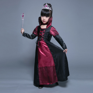 六一儿童恶毒皇后与白雪公主裙女童衣服万圣节儿童坏王后演出服装