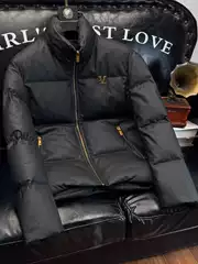 European-Style High-End Stand-Up Collar Leather Jacket down Coat for Men, Winter Fashion, Trendy Brand, White Duck Down, Thickened and Warm Outerwear