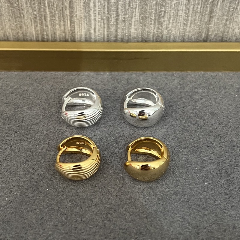 法式925纯银素圈耳环女简约高级