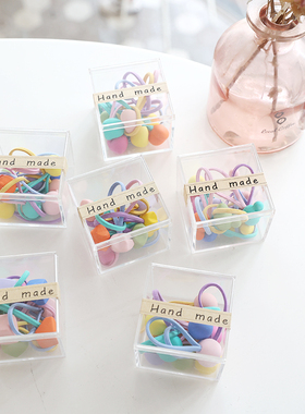 韩版儿童发饰女童扎头发皮筋宝宝球球彩色发绳头绳荧光色清新盒装