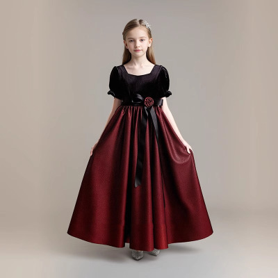 女童礼服红色长裙高端轻奢小众