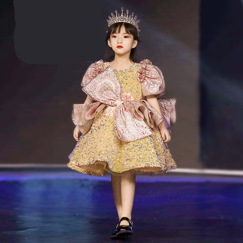高端亮片女孩生日礼服儿童公主裙