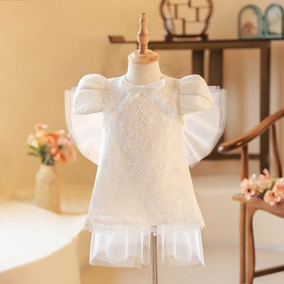 周岁女童新中式旗袍儿童白色礼服