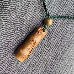 望古坊自加工制作绿檀木竹子竹节步步高升吊坠定制符号刻字吊饰