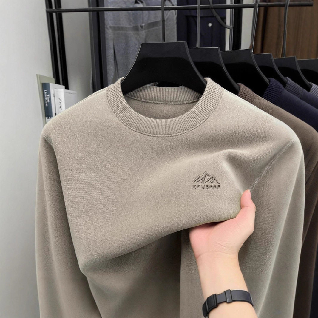 加厚一体绒秋冬季圆领男士卫衣外穿时尚奥利手抓绒保暖上衣服