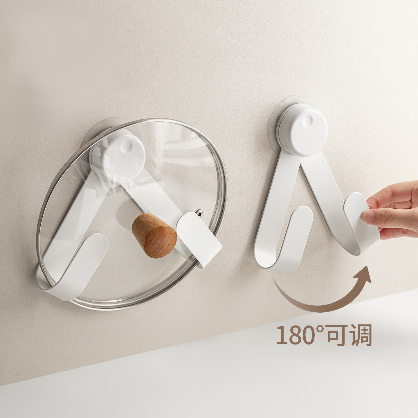壁挂免打孔厨房锅盖菜板收纳架图片