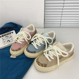 严浩翔同款冰豹蓝鞋学生帆布鞋女韩版厚底时尚百搭平底板鞋情侣鞋