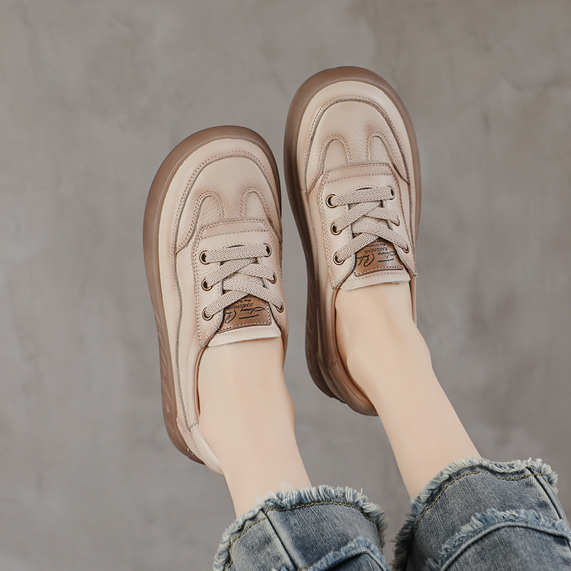 舒适小白鞋软皮软底复古单鞋