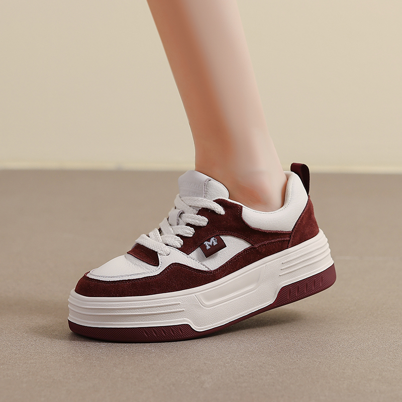 单鞋休闲松糕底头层牛皮小白鞋