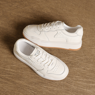 皮面运动老爹小白女鞋 百搭韩版 女2025年新款 头层牛皮复古休闲板鞋