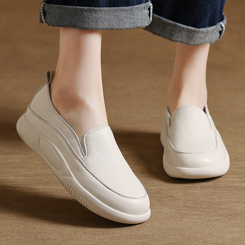头层牛皮一脚蹬乐福鞋女软底懒人护士鞋休闲豆豆鞋浅口舒适小白鞋,女鞋,休闲板鞋,淘宝优惠券,粉丝福利购,淘宝优惠卷