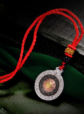 九宫八卦牌复古项坠999纯银