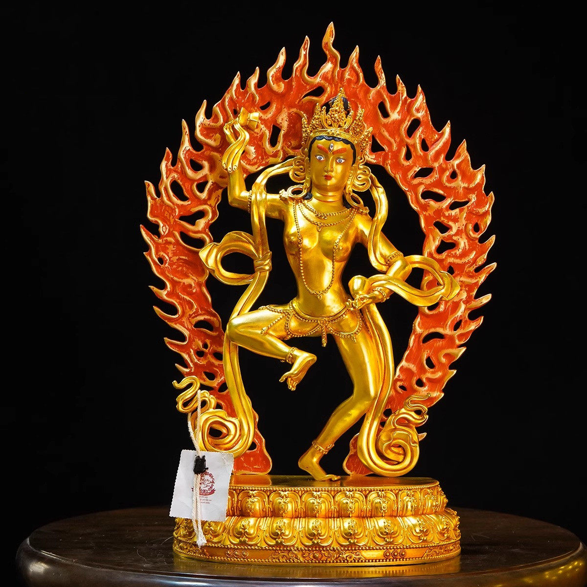 纯铜十寸玛吉拉尊佛像站像鎏金彩绘白铜家用供奉摆件精品仿古铜像