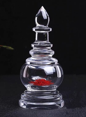 藏式天然白水晶舍利塔摆件供奉