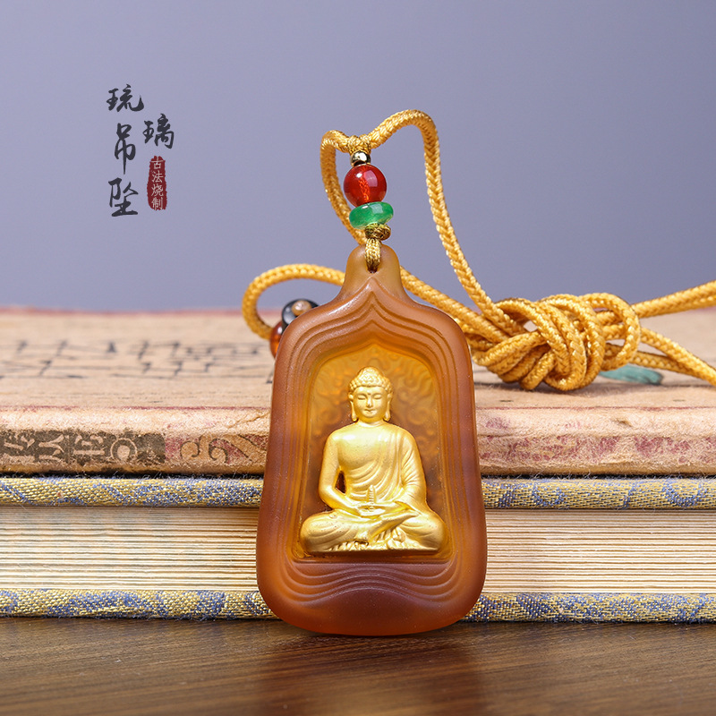琉璃药师佛金刚杵项链八臂观音地藏王弥勒佛牌吊坠男女款随身挂件