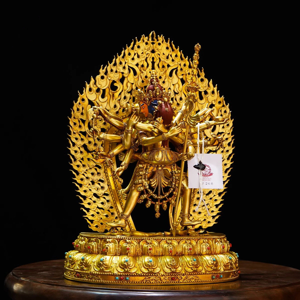 藏传护法系列纯铜八寸胜乐金刚佛像精品仿古鎏金铜像家用供奉摆件