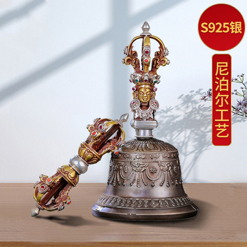 尼泊尔手工金刚铃杵纯银