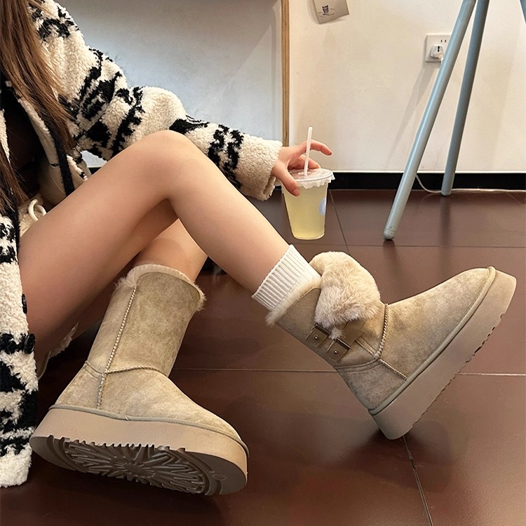 防滑制厚底雪地靴女2025款