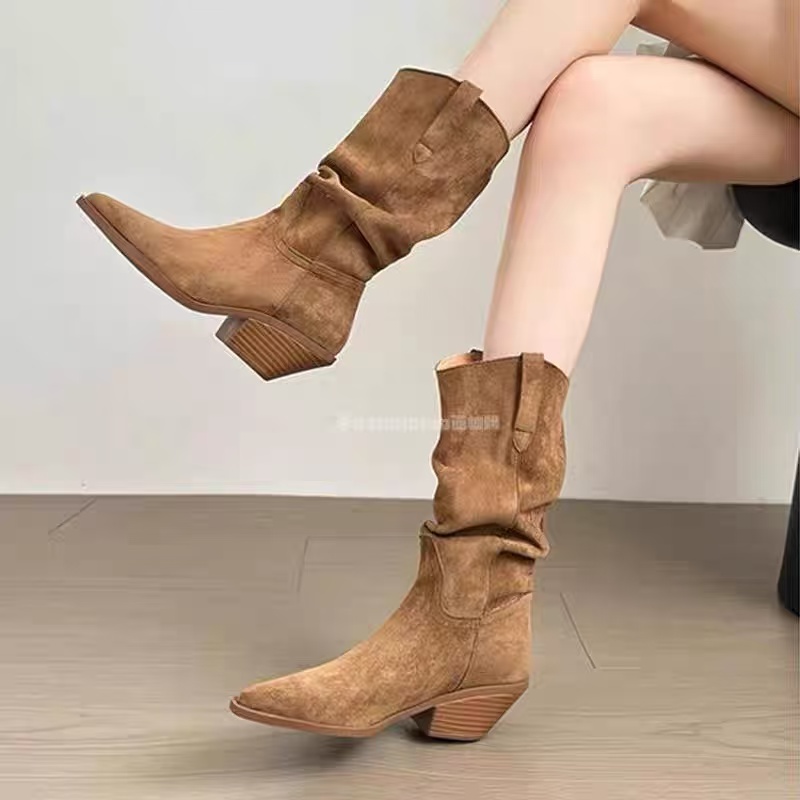 棕色短靴不过膝小个子长靴