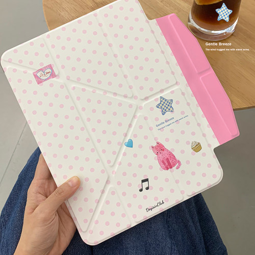 独与行原创波点猫咪适用2025ipad  A16平板壳新款ipadair7亚克力磁吸搭扣华为matepad11.5S可竖屏多角度