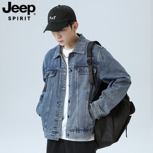 JEEPSPIRIT美式复古牛仔外套男