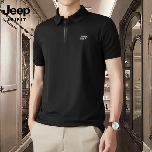 JEEPSPIRIT新款男士拉链POLO衫