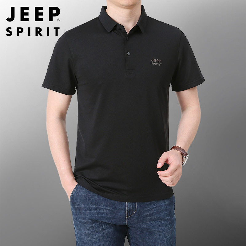 JEEP SPIRIT翻领POLO衫短袖T恤男透气休闲宽松大码男装上衣半袖杉