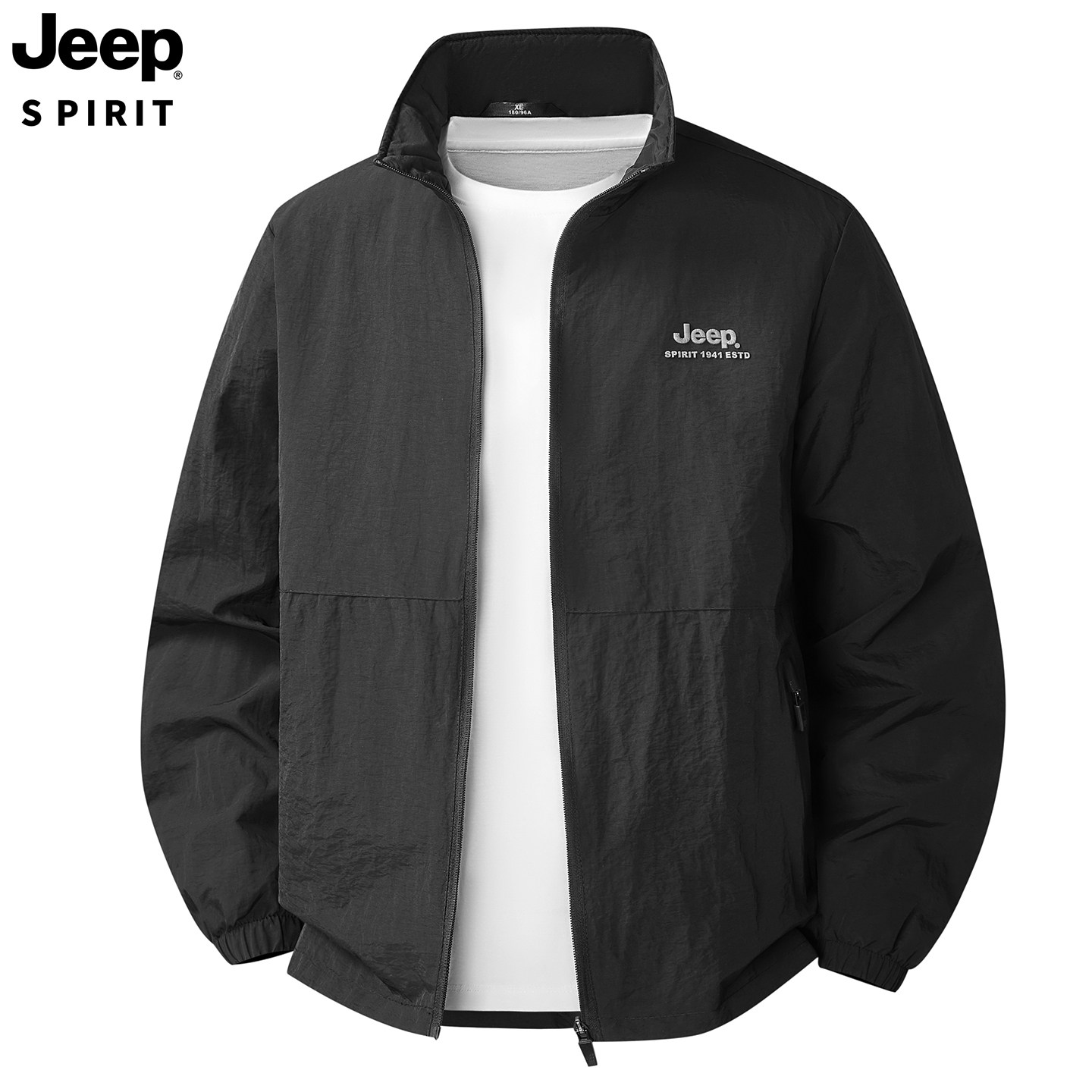 JEEP SPIRIT户外运动外套男2026春秋休闲百搭男士纯色立领夹克衫