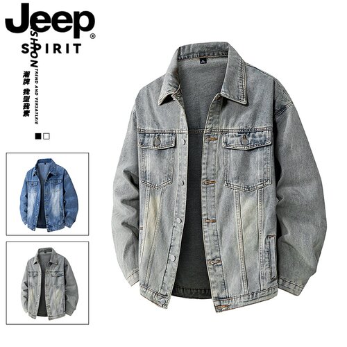 JEEPSPIRIT美式复古牛仔外套男