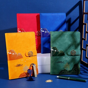 孤舟蓑笠翁烫金a5笔记本定制 国潮文创伴手礼记事本礼盒套装