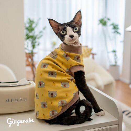 GINGERAIN无毛猫卡通印花背心