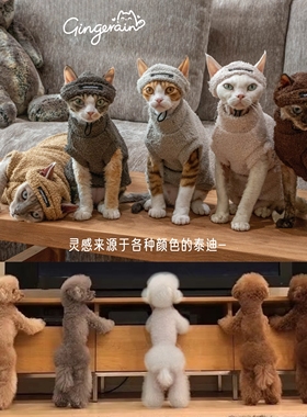 GINGERAIN  泰迪绒套装德文猫衣服无毛猫简约T恤打底衫保暖卫衣