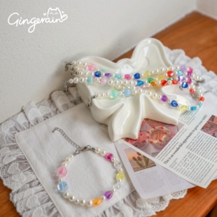 GINGERAIN  德文猫项链首饰挂坠无毛猫咪彩色项圈可调节