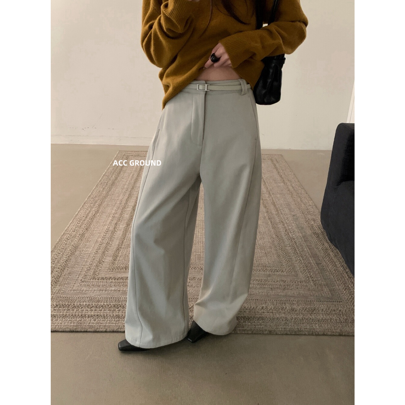 ACC.JD焦点-冬上新韩系百搭复合绒阔腿裤休闲裤(配腰带)681