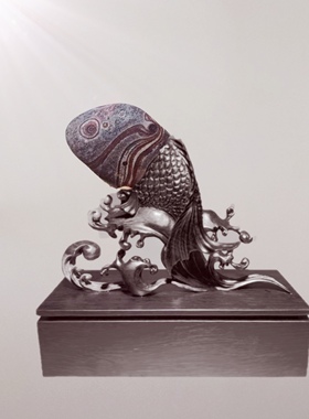 黄河眼睛石～年年有鱼岁岁平安约6公分