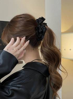 FUNCOCO｜发量少显多~紧实小号黑色蝴蝶结固定高马尾香蕉夹竖夹女