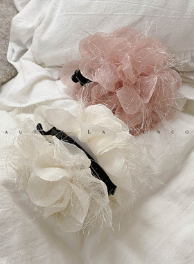 FUNCOCO｜布艺花朵~香蕉夹竖夹马尾夹子扭扭发夹后脑勺发量少头饰