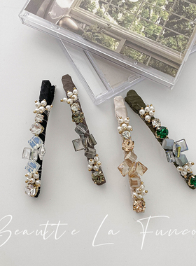 高端带水钻珍珠发夹女侧边网红2024年新款气质发卡刘海小夹子头饰