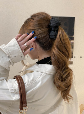 FUNCOCO｜黑色发量少显多小号竖式蝴蝶结香蕉夹防滑高马尾发卡子