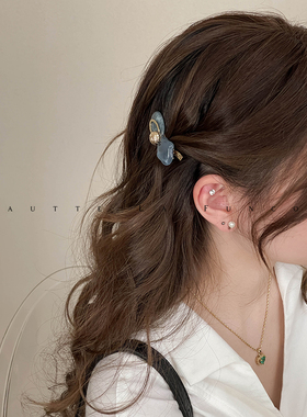 FUNCOCO｜水波纹蝴蝶结~韩国进口八字刘海侧边夹子流海一字发夹女