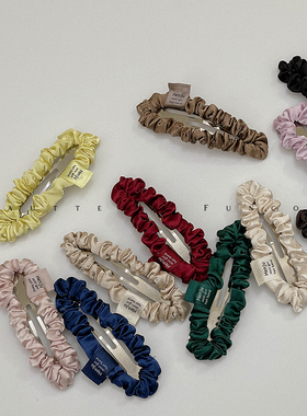 FUNCOCO｜丝质褶皱简约秋冬新款BB夹前额碎发夹子气质简约侧边夹