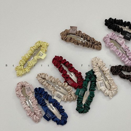 FUNCOCO｜丝质褶皱简约秋冬新款BB夹前额碎发夹子气质简约侧边夹