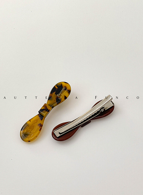 韩国FRANCE小号侧边夹一字夹法式简约鸭嘴夹顶夹水墨豹纹树脂发夹