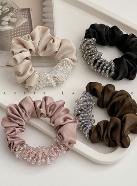 FUNCOCO｜精致好质感~高级感简约气质百搭水晶串珠大肠圈小肠发圈