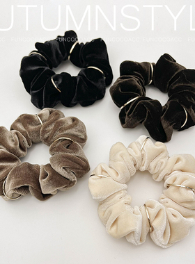 韩国进口丝绒复古黑色大肠发圈法式高级感气质头绳扎丸子头发饰女