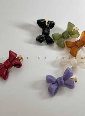 网红硬质蝴蝶结发夹女刘海发卡头饰侧边碎发鸭嘴夹前额高级感夹子